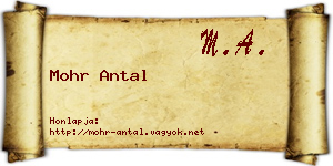 Mohr Antal névjegykártya